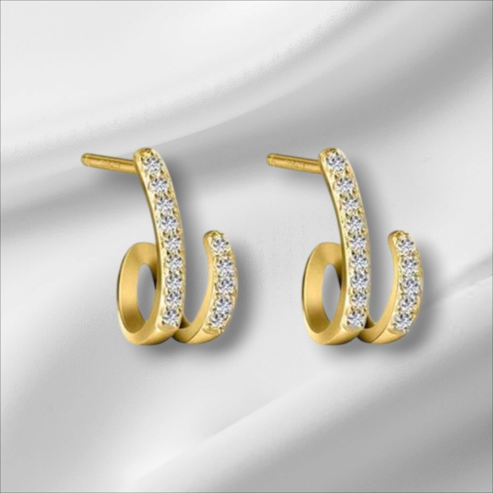 New 925 Gold Sterling Silver Cubic Zirconia Earrings